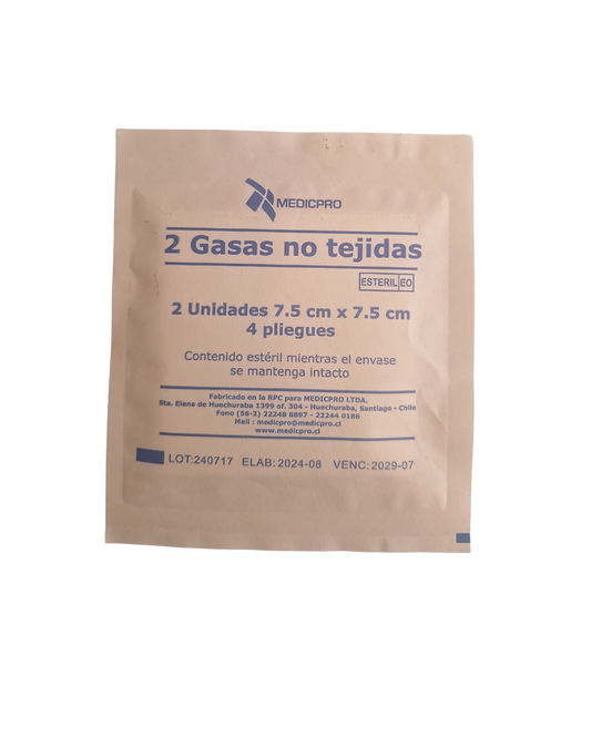 GASA NO TEJIDA ESTÉRIL 7.5 CM X 7.5 CM. UNIDAD