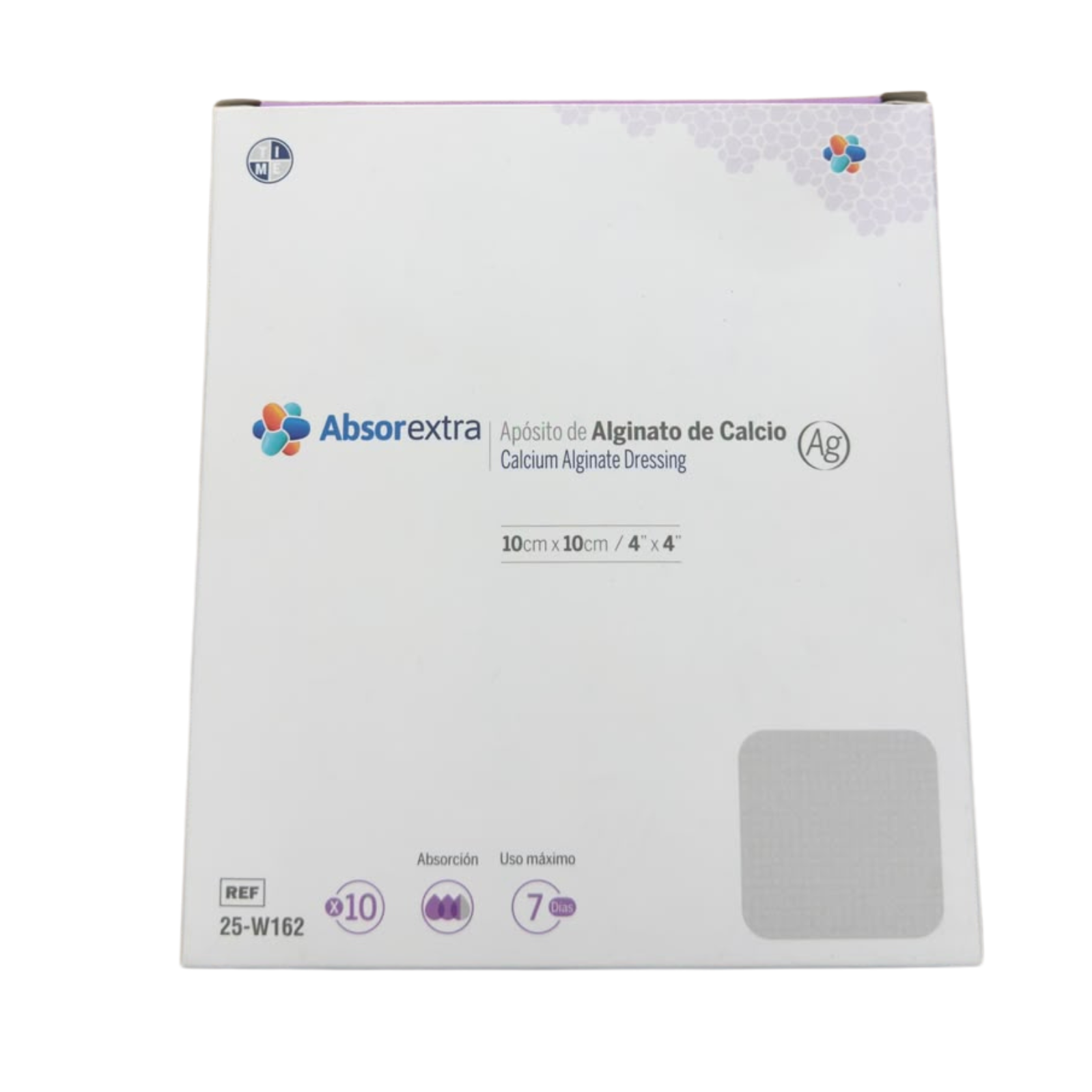Apósito Alginato de Calcio con Plata 10 x 10 cm Absorb Extra