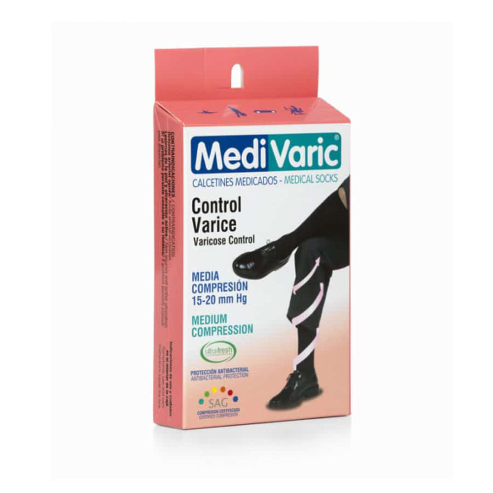 Media de Compresión Rodilla Hombre Negra 15–20 mmHg Talla L