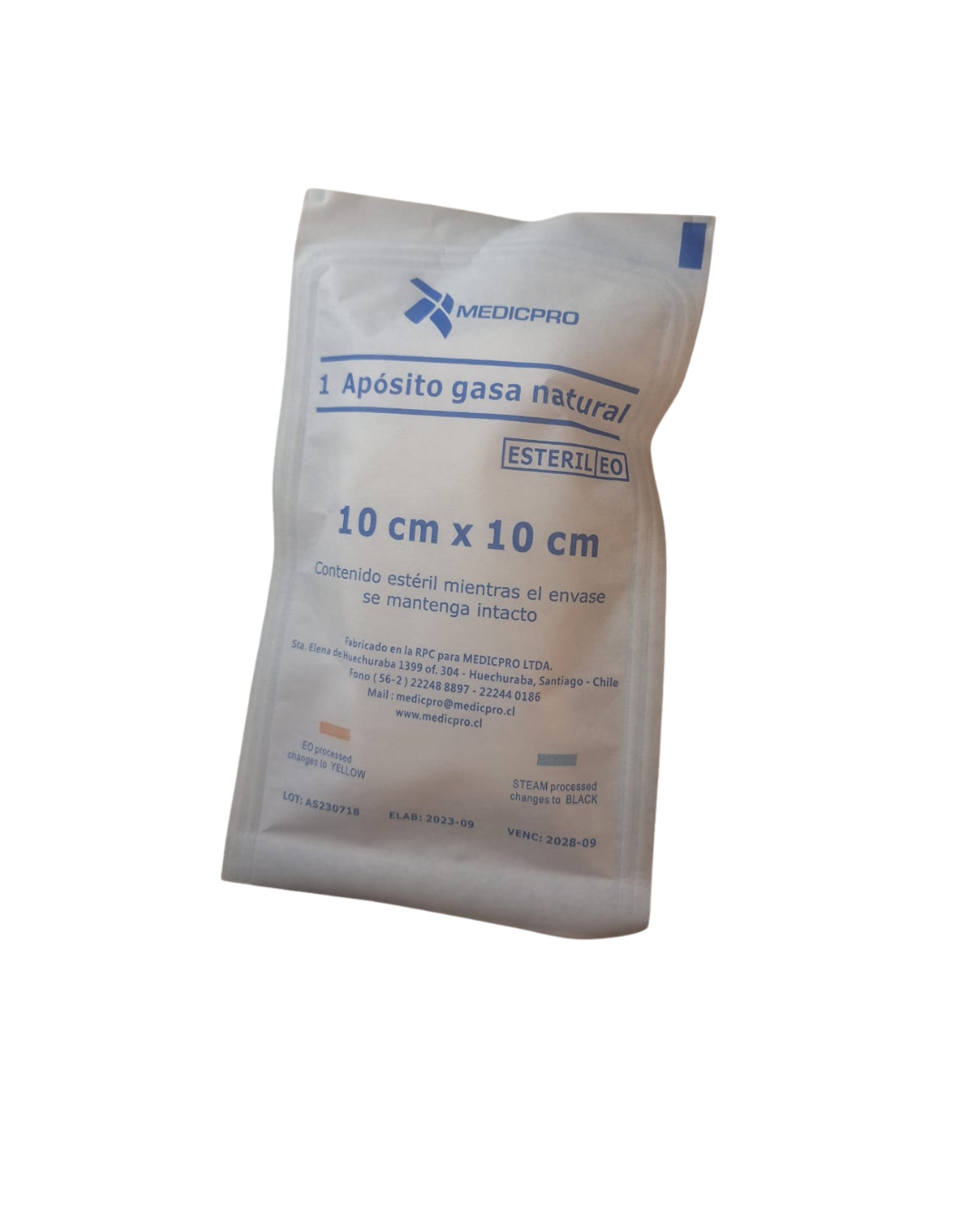 APÓSITO GASA NATURAL ESTÉRIL 10 X 10 CM