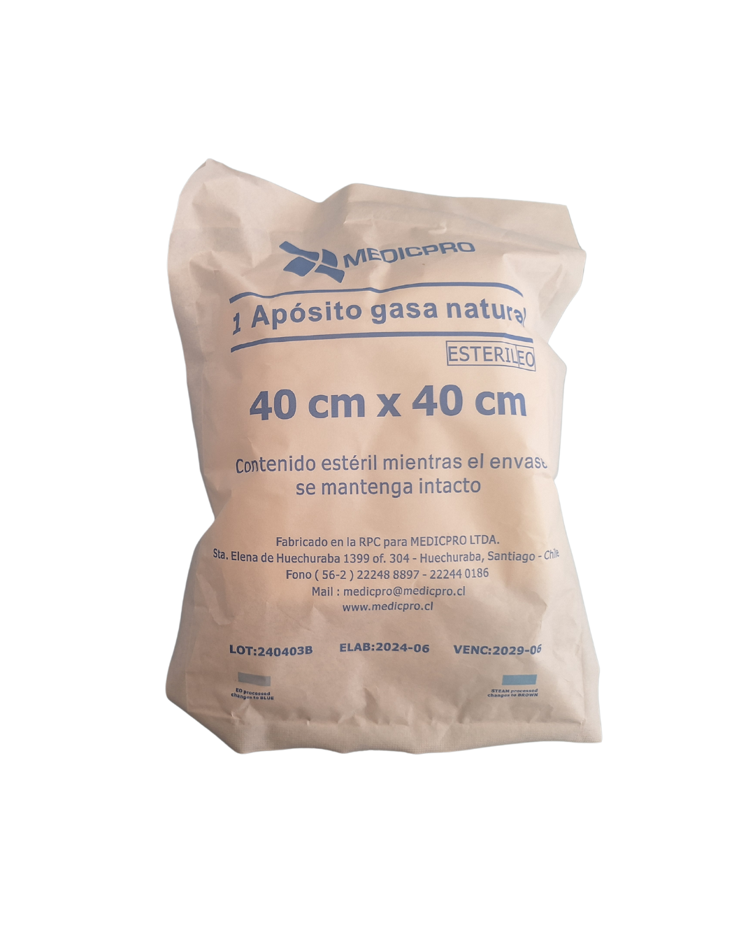 APÓSITO GASA NATURAL ESTÉRIL 40 X 40 CM