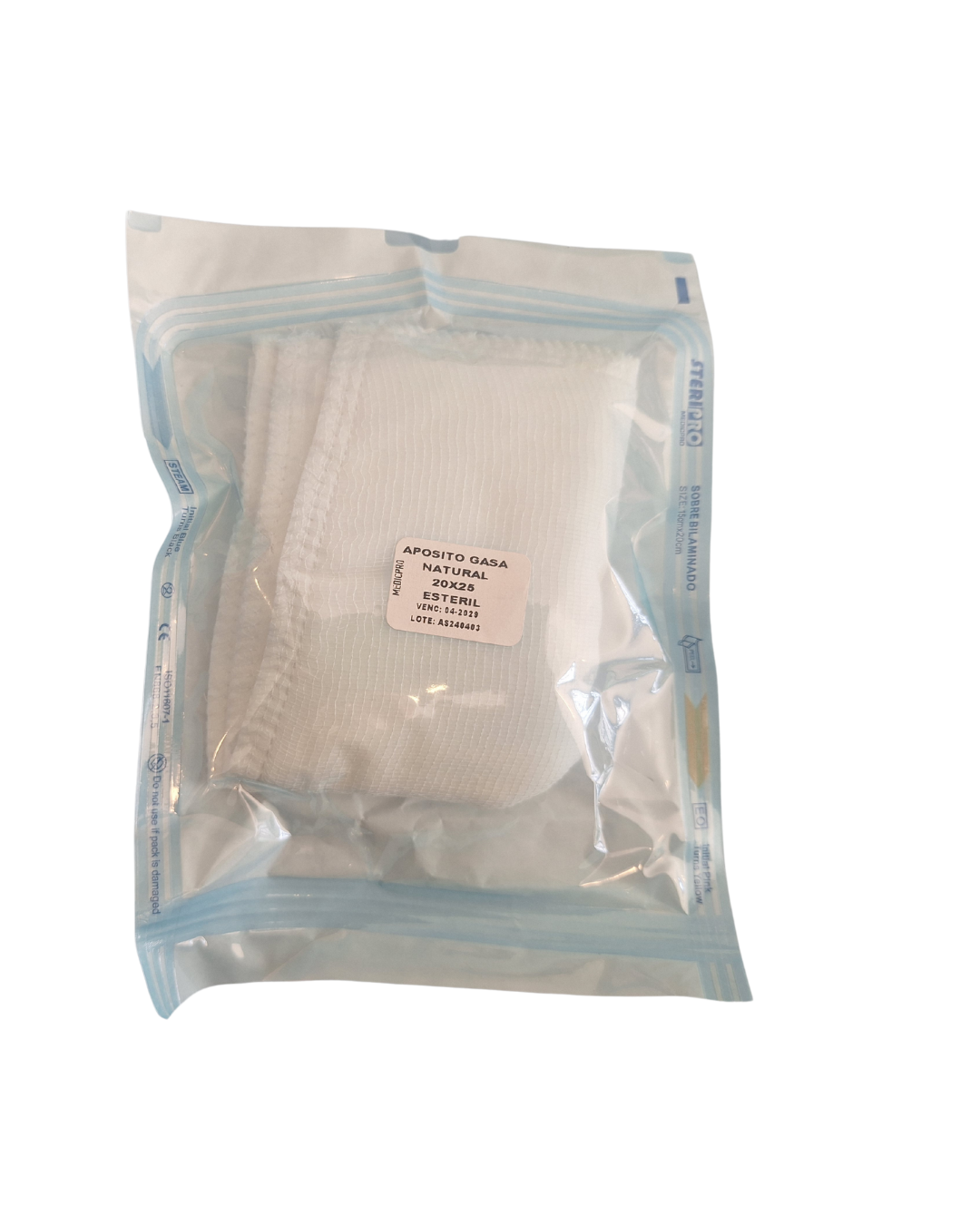 APÓSITO GASA NATURAL 20 X 25 CM