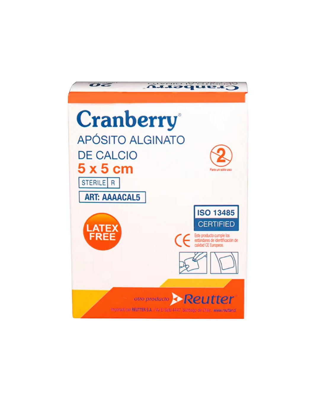 APÓSITO ALGINATO DE CALCIO 5X5 CM. CRANBERRY. UNIDAD