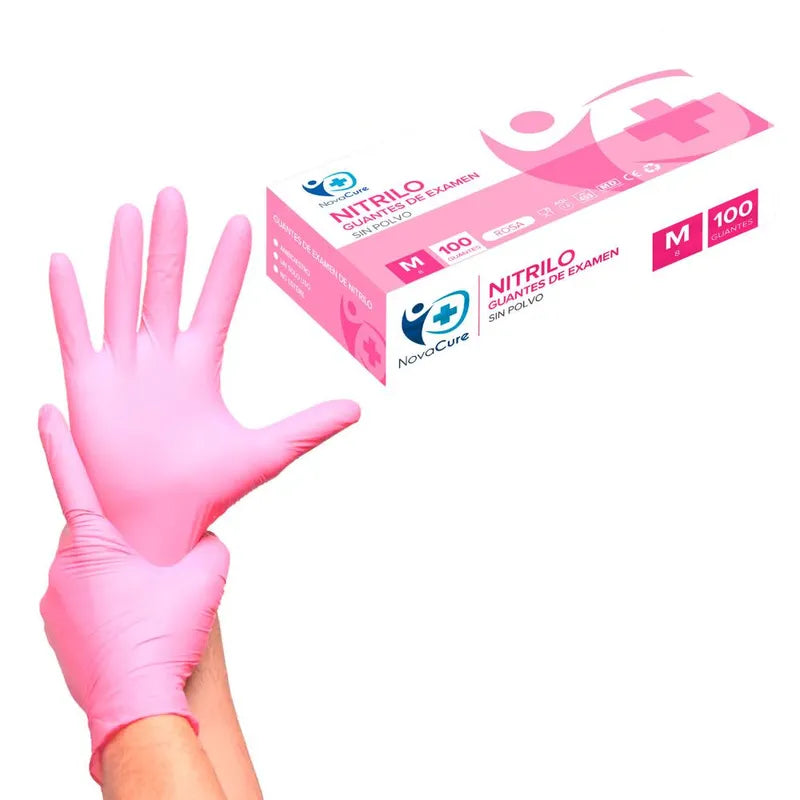 Guantes de Nitrilo Rosado Talla M Novacure